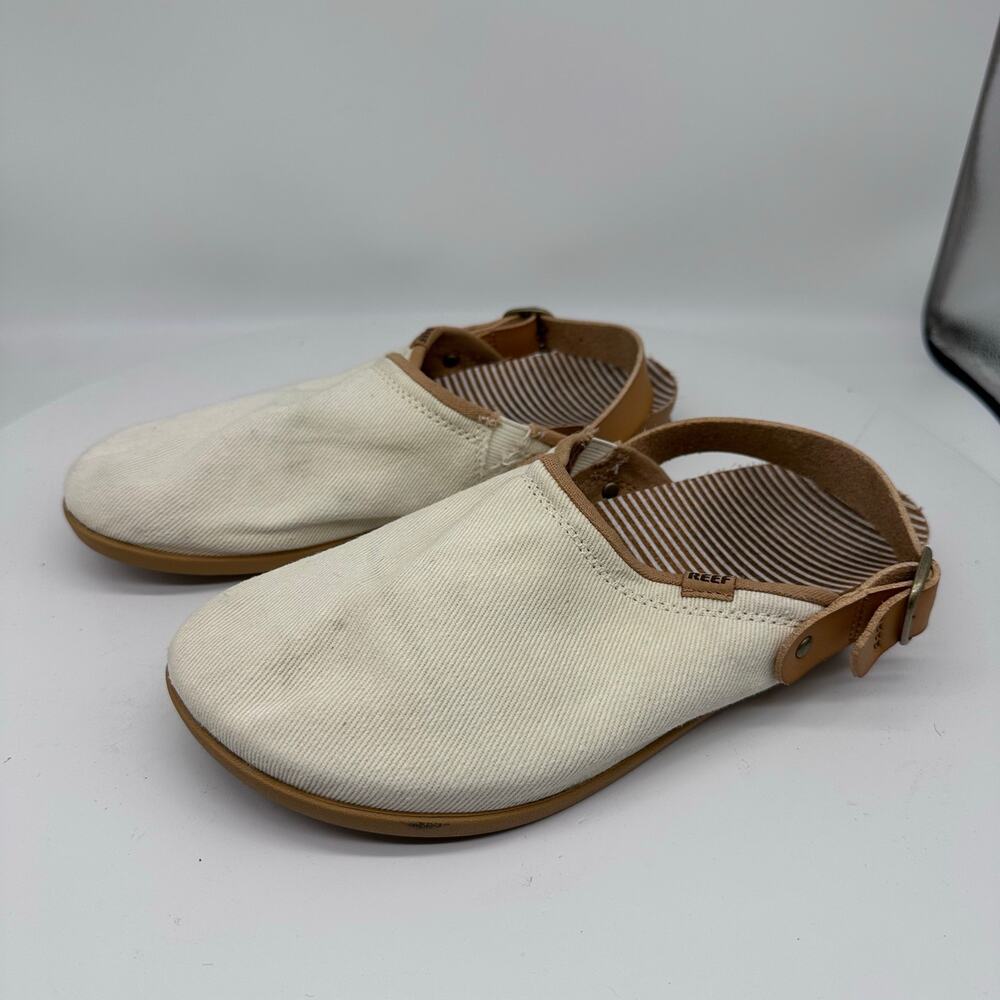 Reef Cushion Sage Slingback Cream Clog Womens Size 7 Style C18633 Textile